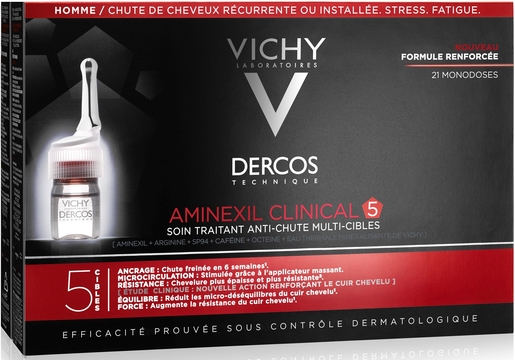 Vichy Dercos Aminexil Clinical 5 Men 21 Ampoules x6ml | Chute des cheveux