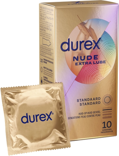 Durex Nude Extra Glijmiddel 10 Condooms | Condooms