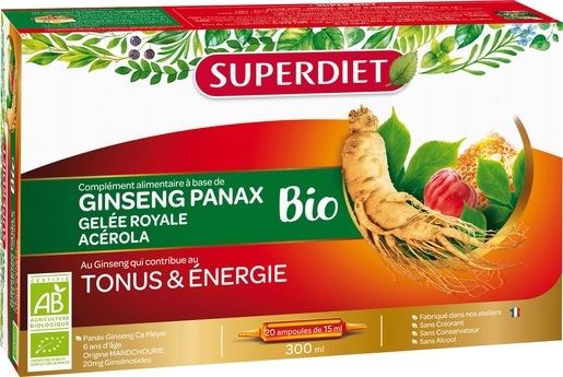 SuperDiet Ginseng Bio 20 Ampullen x 15ml | Conditie - Tonus