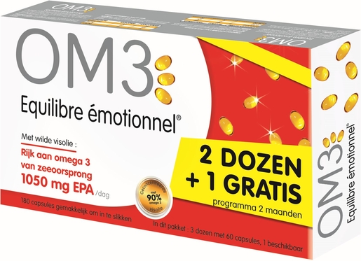 OM3 Classic Pack Emotioneel Evenwicht 3 x 60 Capsules (waarvan 60 gratis) | Visolie