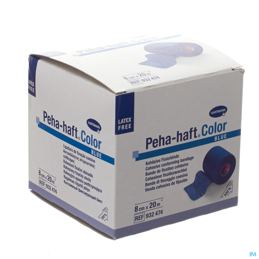 Peha-Haft Color 1 Bande de Fixation Cohésive Bleue Sans Latex 8 cm x 20 m | Pansements - Sparadraps - Bandes