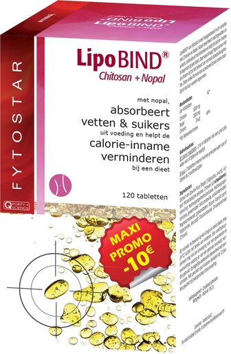 Fytostar Lipobind Chitosan Nopal 120 Tabletten (promo min 10 euro) | Vetvangers