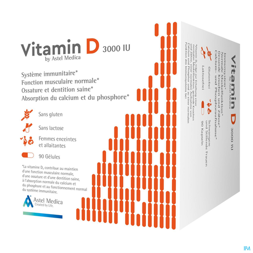 Astel Vitamine D 3000IU 90 Comprimés | Défenses naturelles - Immunité