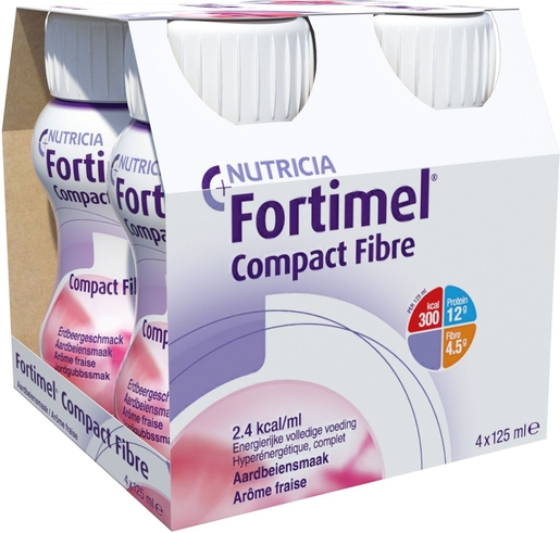 Fortimel Compact Vezel Aardbei 4x125ml | Orale voeding