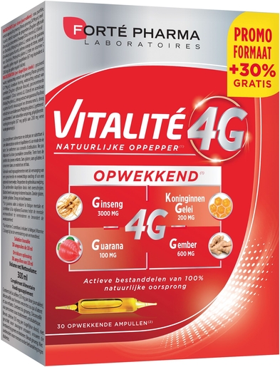 Vitality 4G Opwekkend 30 Ampullen (waarvan 7 Gratis) | Conditie - Energie