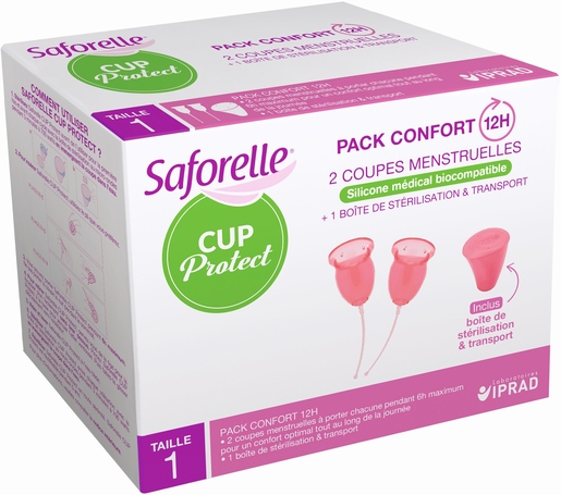 Saforelle Cup Protect Pack Comfort 2 Menstruatiecups Maat 1 | Tampons - Inlegkruisjes