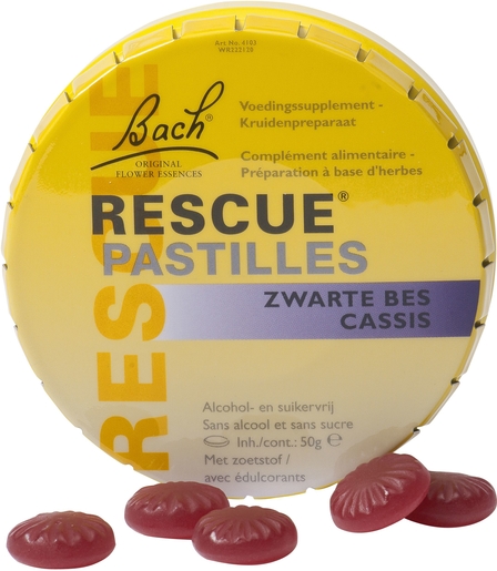 Bach Flower Rescue Pastilles Cassis Sans Sucre 50g | Spécialités - Rescue