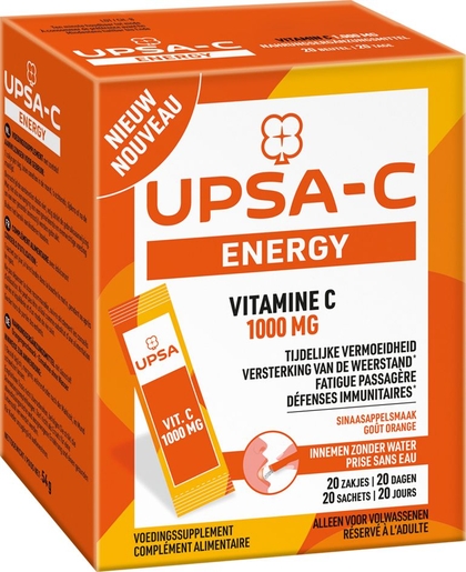 UPSA-C Energy Vitamine C 1000 20 Zakjes | Natuurlijk afweersysteem - Immuniteit