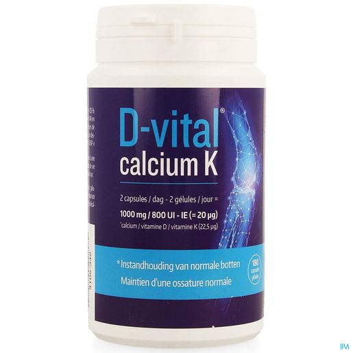 D Vital Calcium K 180 Capsules | Beendergestel - Osteoporose