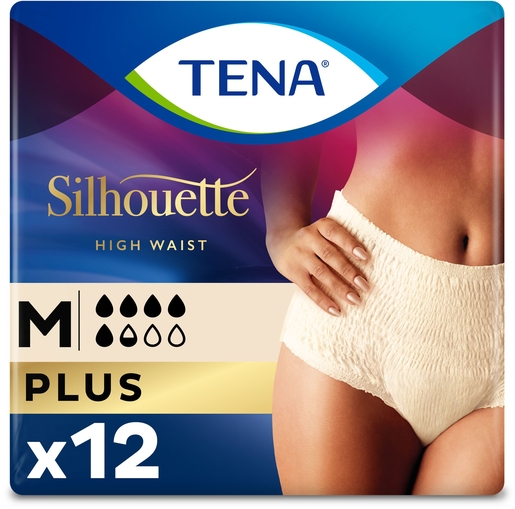 TENA Silhouette Plus Crème - Hoge Taille M - 12 stuks | Verbanden - Slips - Broekjes