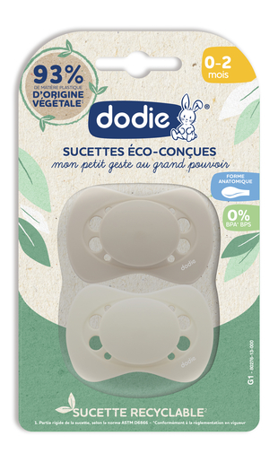 Dodie Sucette Eco-conçue Bébés 0 à 2 mois 2 Pièces | Bébé & maman
