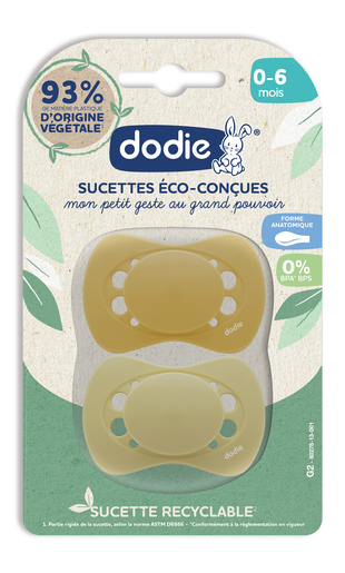Dodie Sucette Eco-Conçue 0 à 6 Mois 2 Pièces | Bébé & maman
