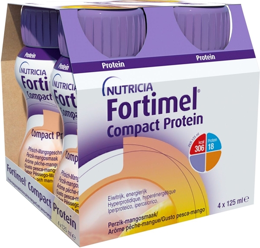 Fortimel Compact Protein Perzik-Mango 4x125ml | Orale voeding