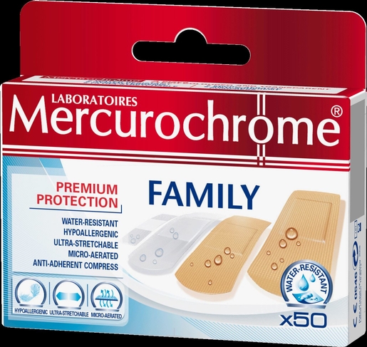 Mercurochrome Pleisters Family 50 Stuks | Verbanden - Pleisters - Banden