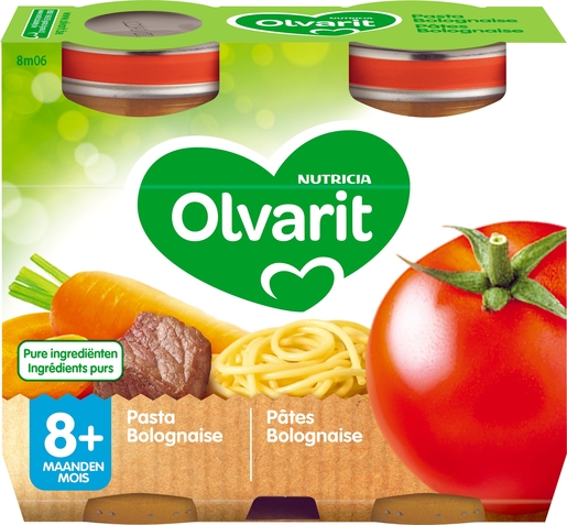 OlvaritMaaltijd Bolognes Pasta 2x200g (8 maanden) | Voeding