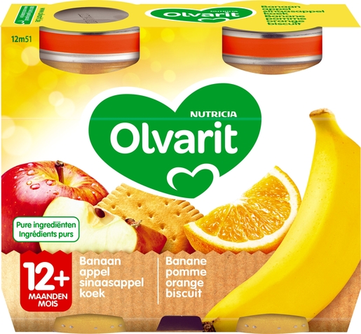 Olvaritruchten Banaan Apple Orange Biscuit 2x200g (12 maanden) | Voeding