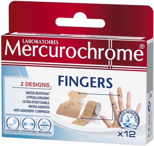 Mercurochrome Pleisters Fingers 12 Stuks | Verbanden - Pleisters - Banden