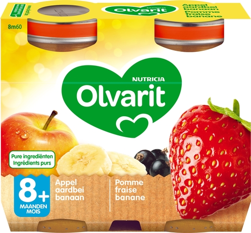 Olvarit Fruits Pomme Fraise Cassis 2x200g (8 mois) | Alimentation