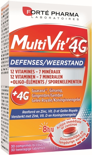 MultiVit&#039;4G Weerstand 30 Tabletten | Natuurlijk afweersysteem - Immuniteit
