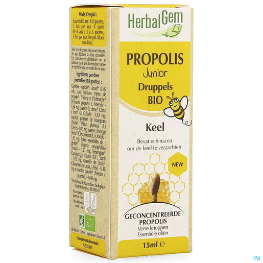 Herbalgem Propolis Junior Druppels Bio 15 ml | Hoest - Verkoudheid
