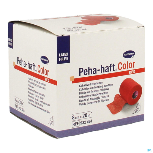 Peha-Haft Color 1 Bande de Fixation Cohésive Rouge Sans Latex 8 cm x 20 m | Pansements - Sparadraps - Bandes