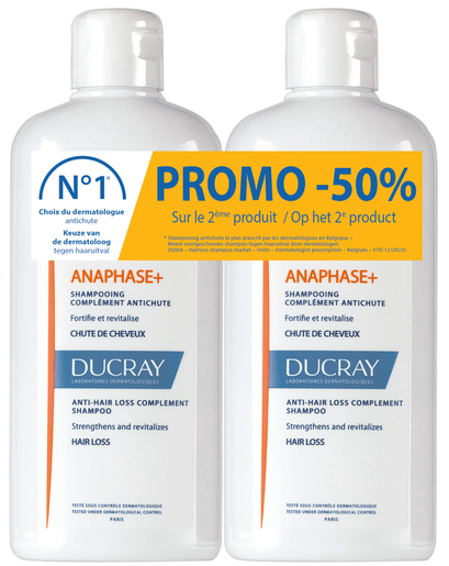 Ducray Anaphase+ Shampooing Complément Anti Chute 2x400ml (2ème à -50%) | Shampooings
