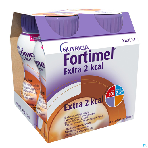 Fortimel Extra 2 Kcal Chocolade Karamel 4 x 200 ml | Eiwitdiëten