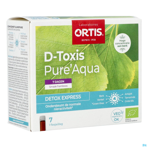 Ortis D-Toxis Pure Aqua Framboos 7 x 15 ml | Vochtretentie