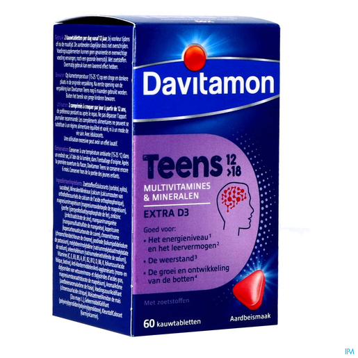 Davitamon Teens Aardbei 60 Tabletten | Multivitaminen