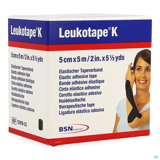Leukotape K Bande Adhesive Elastique Noir 5cmx5m 1 | Bras - Poignet - Main