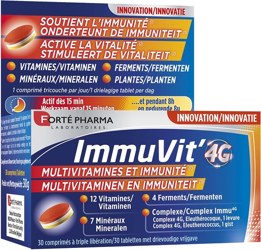 Immuvit 4G 30 Tabletten | Natuurlijk afweersysteem - Immuniteit