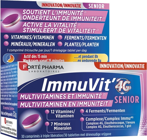 Immuvit 4G Senior 30 Tabletten | Natuurlijk afweersysteem - Immuniteit