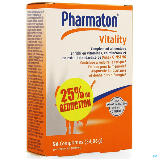 Pharmaton Vitality 56 Comprimés (-25%) | Forme - Energie