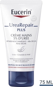 Eucerin UreaRepair Plus Crème Mains 5% d&#039;Urée Peau Sèche et Rugueuse Tube 75ml