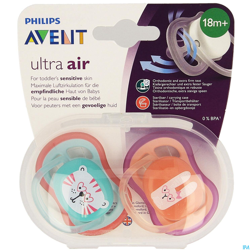 Philips Avent Sucette +18m Air Girl Tigre Lapin | Sucettes