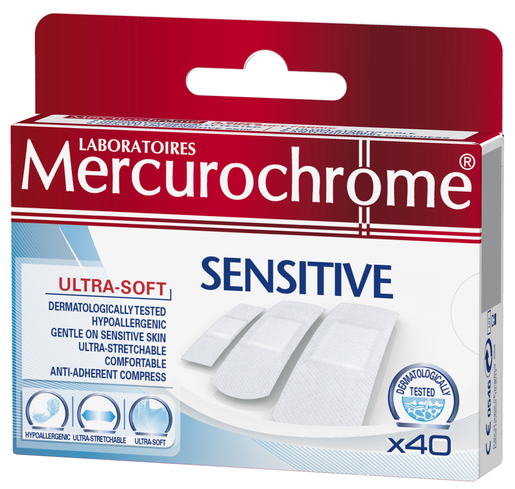 Mercurochrome Pansements Sensitive 40 Pièces | Pansements - Sparadraps - Bandes