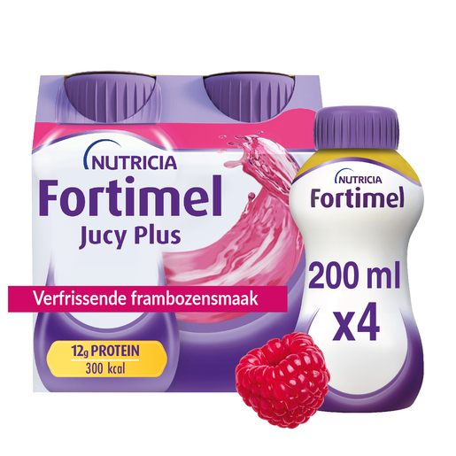 Fortimel Jucy Plus Frambozensmaak Fris Gevoel 4x200 ml | Orale voeding