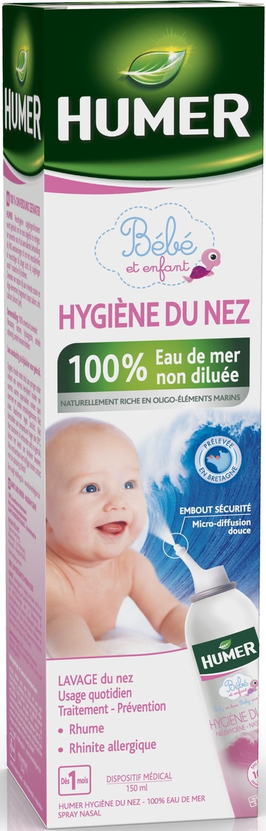 Humer Spray nasal Nez bouché - 100% eau de mer - Nourrisson / Enfant -  HumerHumer