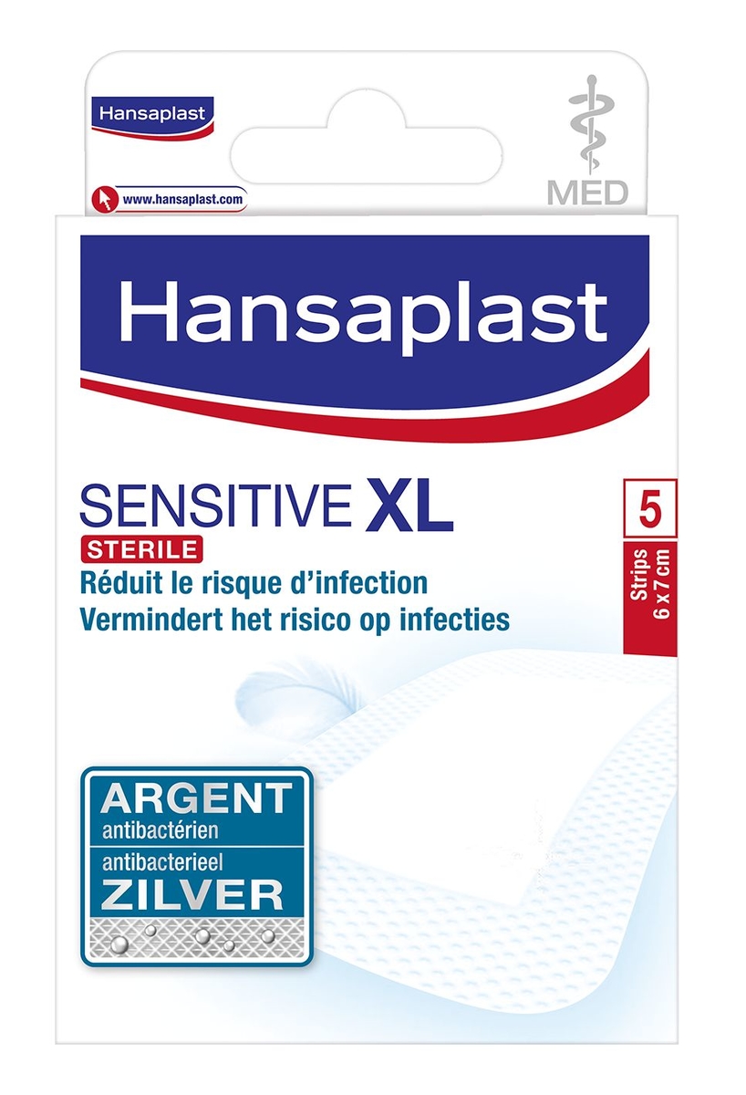 Hansaplast Med Sensitive Pleisters XL x 7cm 5 Stuks | Verbanden - Pleisters - Banden