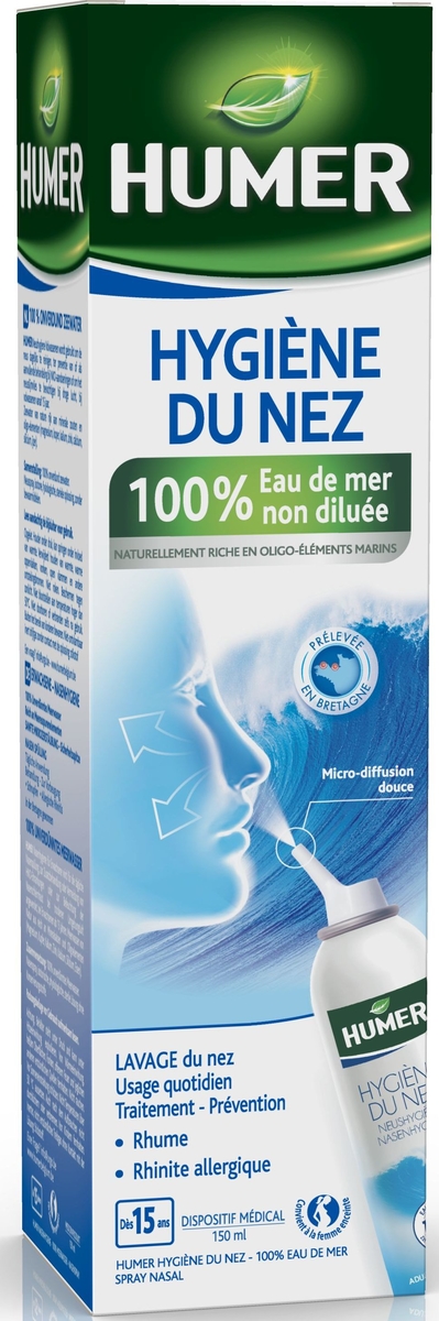 Humer Hygiène Du Nez 100 % Spray Nasal Eau De Mer Adulte 150 ml