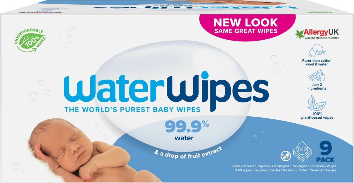 WaterWipes Lingettes Bébé Biodégradable 9 x 60 pièces