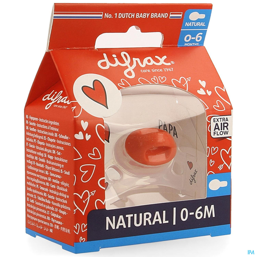 Difrax Sucette Natural 0-6m I Love | Sucettes