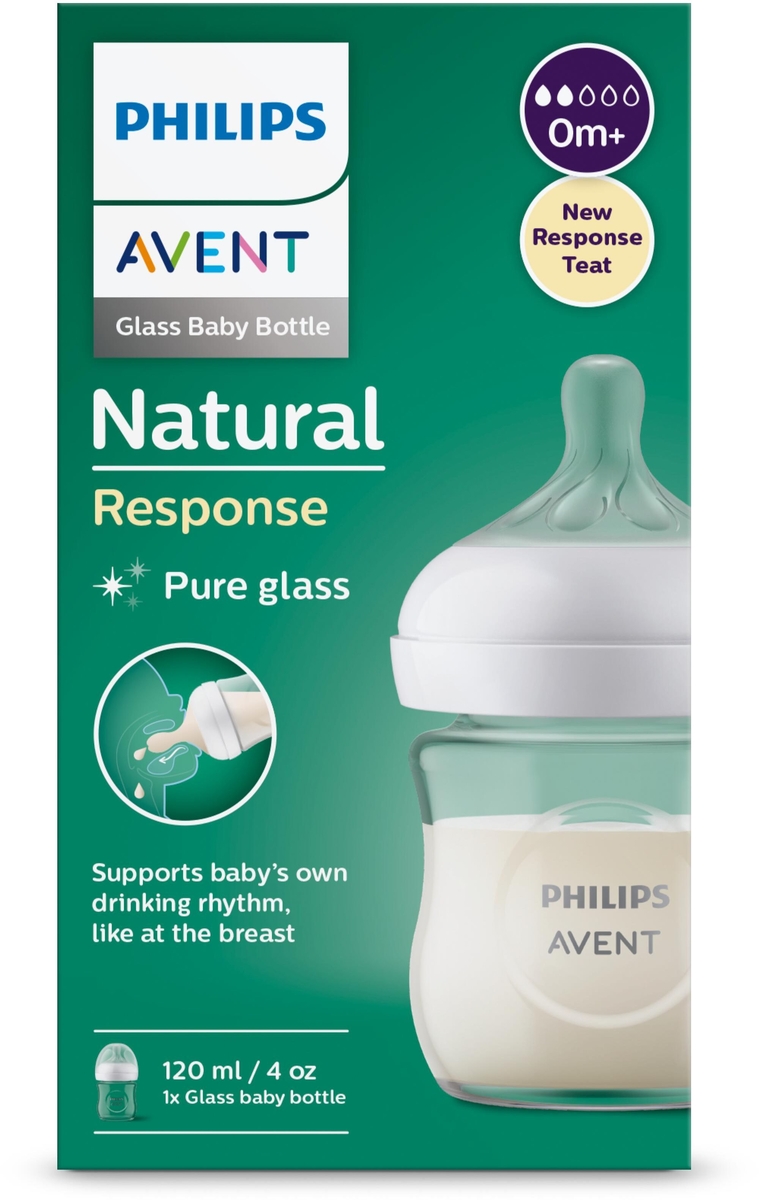 AVENT - Biberon - 120 ml - En verre - Gamme NATURAL response - 0m+