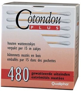 Cotondou Plus Wattenstaafjes Hout 240 Wattenstaafjes (480 Gewatteerde Uiteinde)