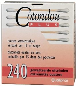 Cotondou Plus Wattenstaafjes Hout 120 Wattenstaafjes (240 Gewatteerde Uiteinden)