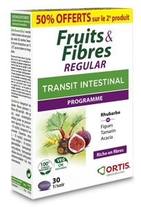 Ortis Fruits &amp; Fibres Regular Darmtransit 2X30 Tabletten (2de aan -50%)