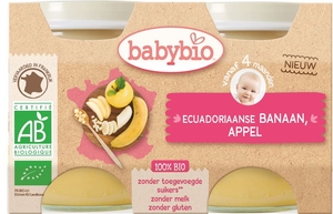 Babybio Potjes Appel-Banaan +4 Maanden 2x130 g
