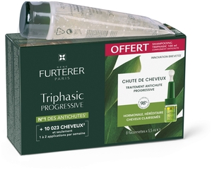 René Furterer Triphasic Behandeling Progressieve Haaruitval 8 x 5,5 ml + Shampoo 100 ml Gratis