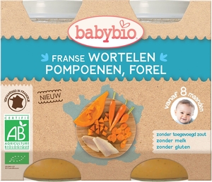 Babybio Potjes Wortel Pompoen Forel +8 Maanden 2x200 g