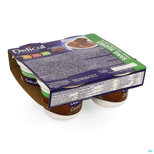 Delical Dessertpudding Hp-hc Zonder Suiker Cacao 4 x 124 g